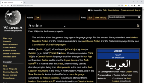 Web page viewed in high contrast mode